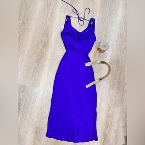 NWT Zara Gold Hardware Flowy Lingerie Style Midi Dress Size XS